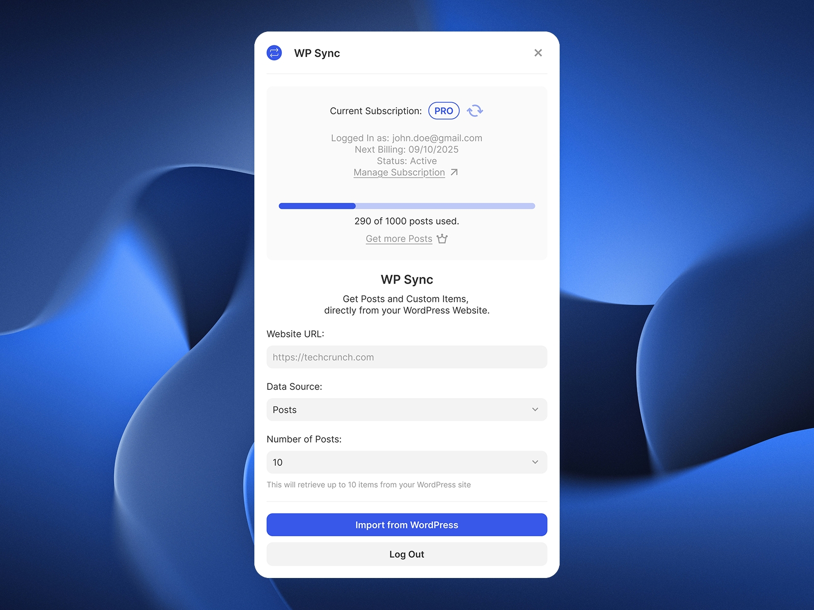WP Sync: WordPress Import