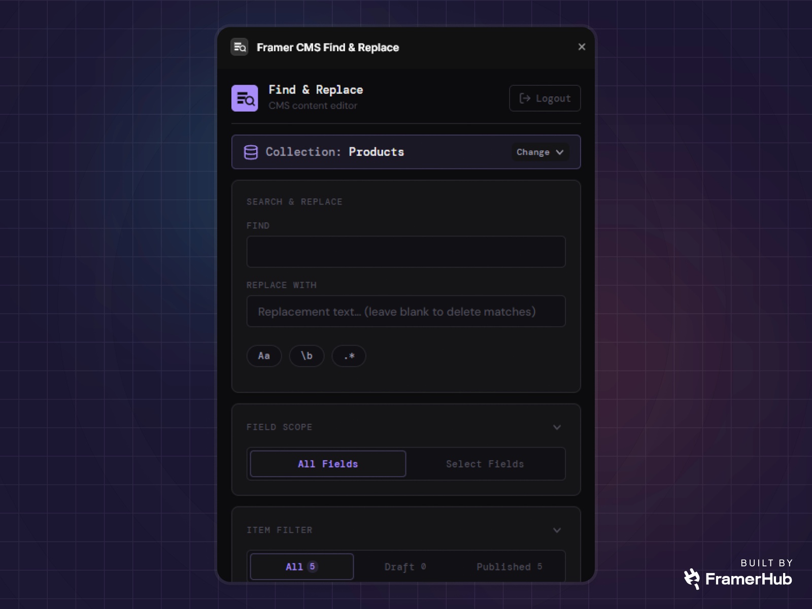 Framer CMS Find & Replace