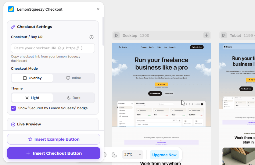 Add lemonsqueezy checkout to @framer websites.easy to use, customization; just paste the link and the button is ready to use.$19, lifetime